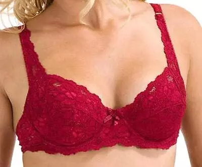 Ladies Full Cup Lace Underwired Soft Cup Stretch Floral Non Padded Bra Lingerie • £8.75
