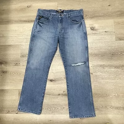 Ariat Jeans Mens 36x30 Rebar M4 Low Rise Bootcut Workwear Medium Wash Denim • $23