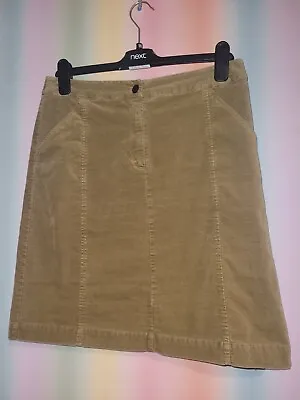 Laura Ashley Khaki Green Suede Skirt - Size 10 - Fully Lined 98% Cotton • £9.99