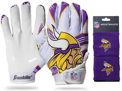 Minnesota Vikings Kids NFL Receiver Gloves & Wristbands Ages 4-12 • $56.95