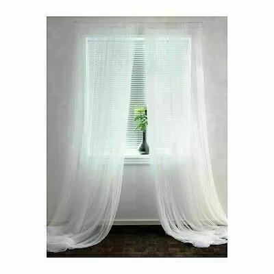 IKEA LILL Curtains Sheer Net Floaty Long White New 280 X 300cm Drop 110 X 118'' • £9.45