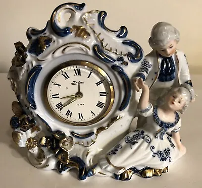 Vintage Linden Clock Blue And White Man And Woman Couple • $32