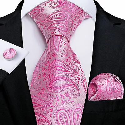 £7.97 • Buy Silk Mens Tie Set Necktie Pocket Square Cufflinks Optional Wedding Party Office