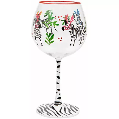 Hand Painted Wine Glass With Zebra Decorative Pattern. Gift Kitchen • £15