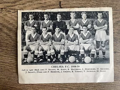 Team Picture Chelsea Football Club 1958-59 Unkown Magazine Cut-Out Card • £2