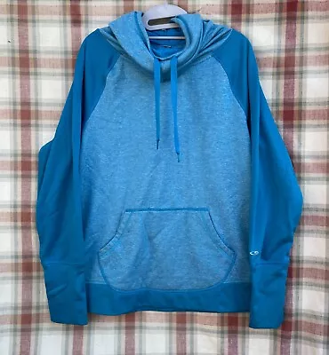 Champion Duo Dry Size XL Men’s Turquoise Cowl Neck Pullover Hoodie Front Pocket • $14.89
