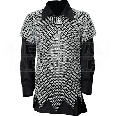 Medieval Chain Mail MS Butted Shirt XXL Size ZINC FINISH HALF SLEEVE SHIRT • £128.43