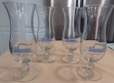 Steamboatin' On The Michigan Princess Riverboat Hurricane Glasses Set Of 4 • $20.99