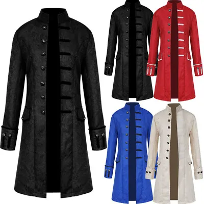 Men Halloween Steampunk Retro Trench Coat Gothic Jacket Medieval Costume Outwear • $37.04