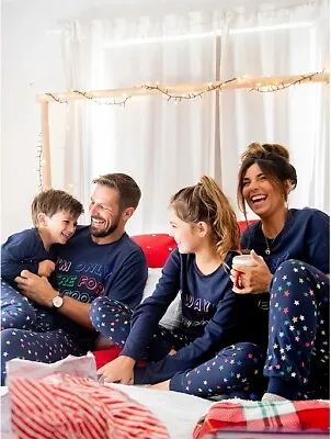 Christmas Family Matching Navy Fizz The Season Here For Food Pyjamas Rudolph • £13.99