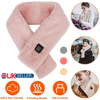 USB Heated Scarf Neck Heating Pad Winter Neck Warmer Shawl Electric Warm Scarves • £10.89