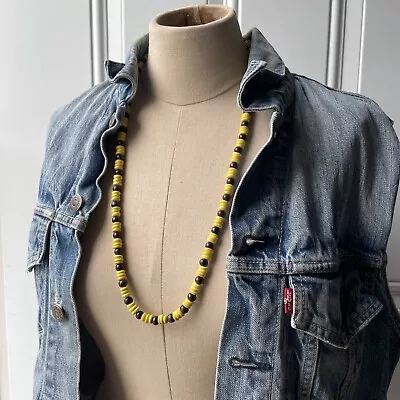 Mens Hippie Necklace Wood Beads Earthy Unisex 70s Style Retro 30” • $15.56