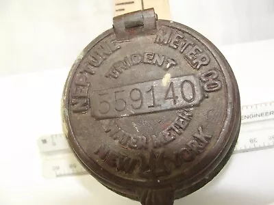 Vintage Neptune Water Meter Trident New York Brass WHITE FACE GAUGES INSIDE 5591 • $16.96