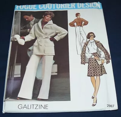 Vintage Vogue Couturier Pattern 2987 Galitzine Jacket Blouse Skirt Pants Size 16 • $21.67