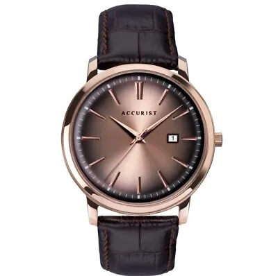 Accurist Watch Rose Gold With Brown Leather Strap • £41.95