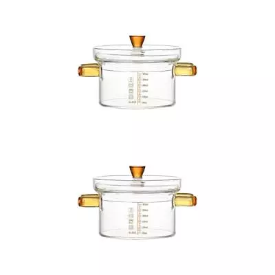 1/2/3 Handblown Glass Soup Porridge Pot With Lid For Kitchen Egg Cooking • $29.84