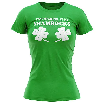 £12.95 • Buy Stop Staring At My Shamrocks T Shirt Funny St Patricks Day Paddy Days Gift Id...
