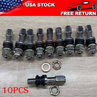 10pack Stainless Steel Wheel Tire Valve Stems Hight Pressure Bolt In With Caps • $8.89