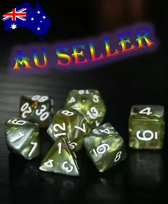 $9.95 • Buy Dice 7 Pce Set D & D Polyhedral Green & Silver Dungeons & Dragons Pathfinder