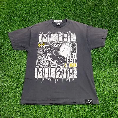 Vintage Metal-Mulisha Anti-Fest Metal Skull Shirt L-Short 21x27 Sun-Faded Black • $41.28