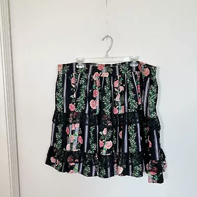 Vintage Square Up Fashions Square Dancing Western Skirt Black Pink Floral Large • $23