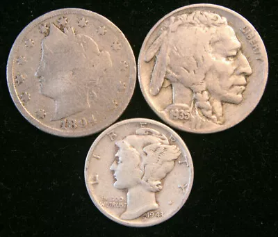 Old Rare US Coins Starter Collection Lot Of 3 Buffalo Liberty V & Mercury! • $7.99