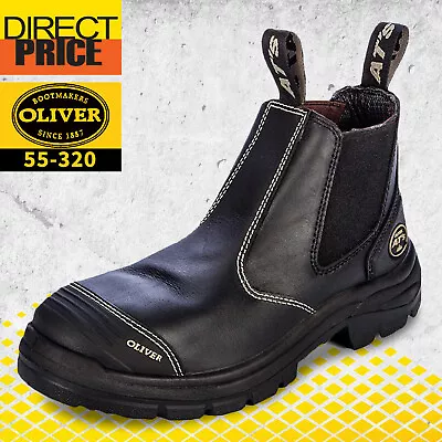 Oliver Work Boots Elastic Sided 55320 Steel Safety Toe Cap Black Water Resistant • $146.95