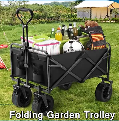 Foldable Collapsible Camping Outdoor Garden Trolley Cart Wagon Truck Wheelbarrow • £7.99