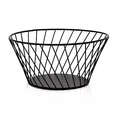 Stylish Black Metal Wire Fruit Bowl | Kitchen Fruit & Vegetables Storage Basket • £10.99