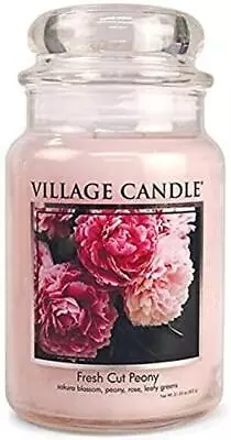 Village Candle Fresh Cut Peony Large Glass Apothecary Jar Scented Candle 21.25 • $43.29