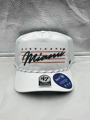 Miami Hurricanes NCAA '47 Brand White Script Hitch Rope Adjustable Snapback Hat • $38