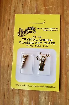 Dollhouse Miniature Doorknobs Handles Gold With Crystal Knobs Keyhole 1:12 Scale • $6.49