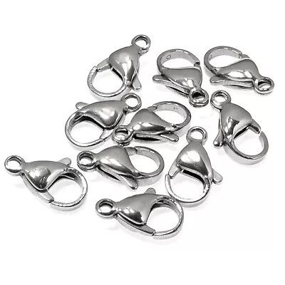 Silver Stainless Steel Lobster Claw Clasp Large Clasp 9x15mm 10/Pkg • $5.46