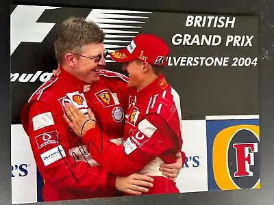 Signed 16x12 Photo Ross Brawn Celebrates Victory With Michael Schumacher 2004 F1 • $88.36