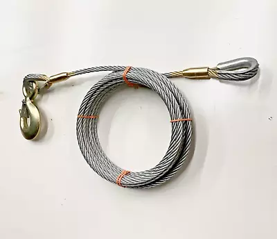 5/8 X 35' Steel Core Wire Rope Winch Line Tow Cable Extension Eye Hook Latch USA • $170