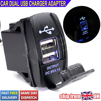 Car Charger Dual USB 2 Port Phone Charging Power Adapter 12-24V 3.1A Waterproof. • £8.59