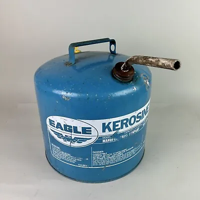 Vintage Eagle 5 Gallon Kerosene Can Galvanized Metal Blue Gas Oil Virginia • $20