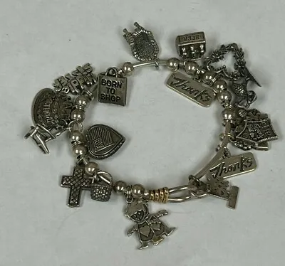 Vintage Sterling Silver Bangle Style Charm Bracelet With 17 Charms • $120