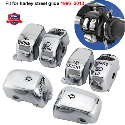 $15.39 • Buy Chrome 6 Pcs Switch Cap Button Kit Fit For Harley Softail Sportster Dyna 1996-13