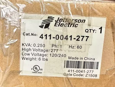 Jefferson Electric 411-0041-277 250VA 277V - 120/240V TRANSFORMER (NEW IN BOX) • $125