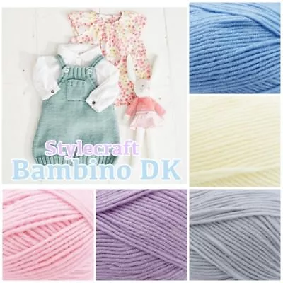 Stylecraft BAMBINO DK Double Knitting Soft Acrylic Pastel Colour Baby Yarn 100g • £3.15