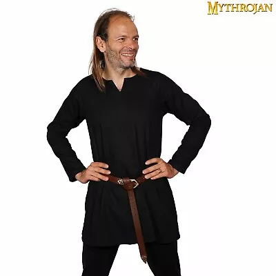 Viking Tunic SCA Cosplay Costume Medieval Outfit Cotton Shirt Renaissance Black • $47.99