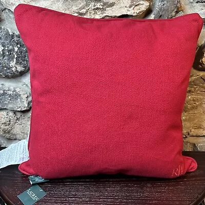 Lauren By Ralph Lauren 22 X 22  Down Filled Red Cotton Monogrammed Pillow NWT • $105