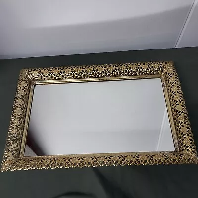 Matson Style Filigree Ormolu Vanity Mirrored Tray Hollywood Regency 16½×11⅜  • $24.90