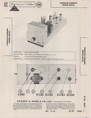 1959 HARMON KARDON MX20 Stereo Multiplex Adaptor  SERVICE MANUAL PHOTOFACT Fix • $10.99