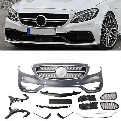 C63 AMG Style Front Bumper Cover Body Kit W/Grille W/PDC For Mercedes Benz W205 • $649