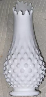 Vintage Fenton White Milk Glass Hobnail Footed Swung Vase 12 Fingers 11” Tall • $29