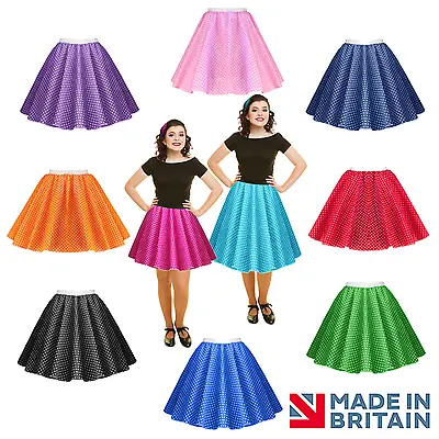 £10.49 • Buy Ladies ADULT 1950s Rock N Roll Polka Dot Dance Skirt Fancy Dress GREASE Costume