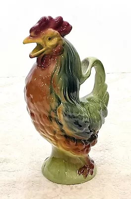 Antique Saint Clement Gallic 11  Majolica Rooster Pitcher France 1920's #7630 3 • $79.99