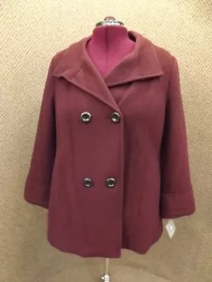 Realtivity NEW Purple Plum Wool Peacoat Womens Plus Sz 2X Winter Coat MRP $200 • $84.99